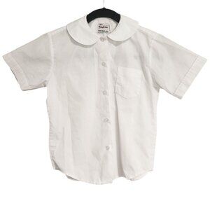 Miss Tulane White Peter Pan Collar Girls Blouse Size 08